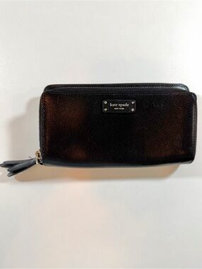 Kate Spade New York Grove Street Anita Double Zip Wristlet Wallet Black Leather